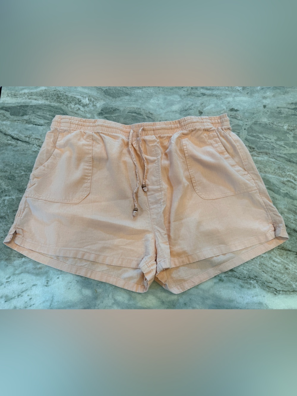 Celebrity Pink Peach Linen Blend Drawstring Shorts Women’s XXL